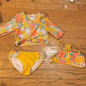 Art Class Yellow and Pink Bikini Swim Set